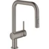 Grohe Minta Brushed Hard Graphite Pullout Single Lever Kitchen Sink Tap 32322AL2