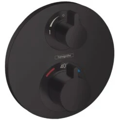 Hansgrohe Ecostat S Matt BlackThermostatic 2 Outlet Mixer Diverter Valve