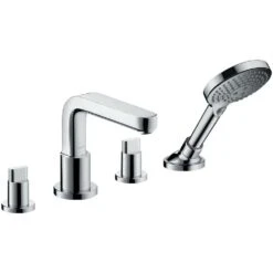 Hansgrohe Metris S Chrome 4-Hole Rim Mounted Bath Mixer Tap With 17.1cm Spout