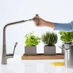 Hansgrohe Metris Select M71 Chrome Pullout Spout Kitchen Sink Mixer Tap 14884000 -Household Goods Shop hansgrohe metris select m71 chrome pullout spout kitchen sink mixer tap 14884000 p32709 159985 image