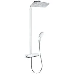 Hansgrohe Raindance E White/Chrome Showerpipe 360 1jet Thermostatic Shower Mixer