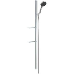 Hansgrohe Rainfinity Eco 130 3 Jet Chrome Shower Head & 1500mm Riser Rail With Shelves