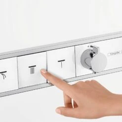 Hansgrohe RainSelect White/Chrome Concealed 4 Outlets Thermostatic Mixer Valve -Household Goods Shop hansgrohe rainselect white chrome concealed 4 outlets thermostatic mixer valve p44110 215554 image