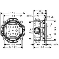 Hansgrohe Round Valve With Raindance (240) Overhead Thermostatic -Household Goods Shop hansgrohe round valve with raindance 240 overhead thermostatic p32432 158842 image