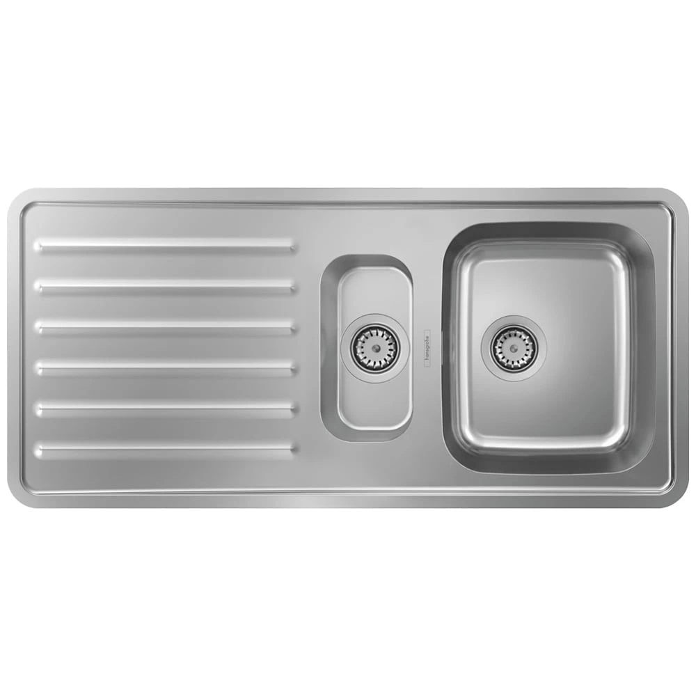 Hansgrohe S4111-F540 1.5 Bowl Stainless Steel Kitchen Sink 43342800 1 Hansgrohe S4111-F540 1.5 Bowl Stainless Steel Kitchen Sink 43342800