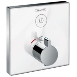 Hansgrohe ShowerSelect Glass White/Chrome 1 Outlet Thermostatic Mixer Valve