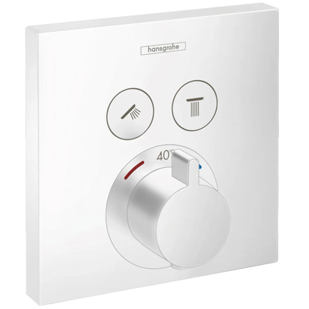Hansgrohe ShowerSelect Matt White Concealed 2 Outlet Thermostatic Mixer Valve 1 Hansgrohe ShowerSelect Matt White Concealed 2 Outlet Thermostatic Mixer Valve