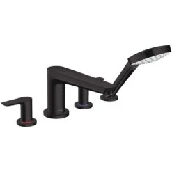 Hansgrohe Talis E Matt Black 4-Hole Rim-Mounted Bath Mixer Tap