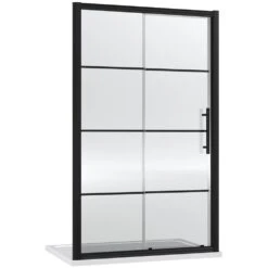 Hudson Reed Apex Matt Black Sliding Shower Door 1200mm - ADSL12-E8
