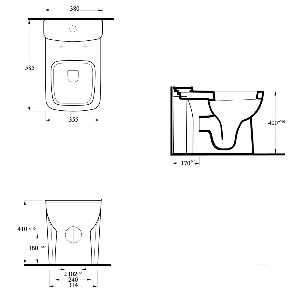 Hudson Reed Arlo White Close Coupled Compact Flush Toilet & Soft Close Seat - CPC027 5 Hudson Reed Arlo White Close Coupled Compact Flush Toilet & Soft Close Seat - CPC027 - Image 5