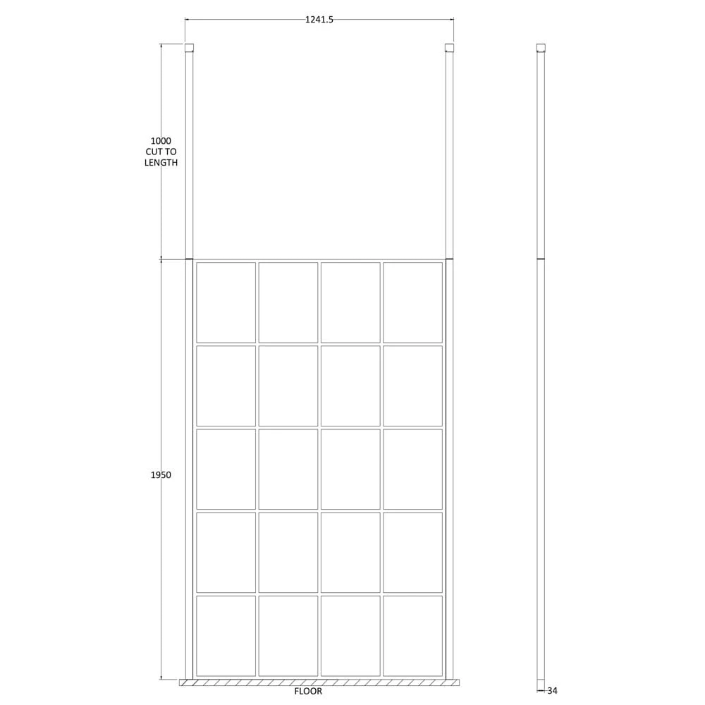Hudson Reed Black Frame Wetroom Shower Screen & Ceiling Posts 1200x1950x8mm - BFCP12 2 Hudson Reed Black Frame Wetroom Shower Screen & Ceiling Posts 1200x1950x8mm - BFCP12 - Image 2