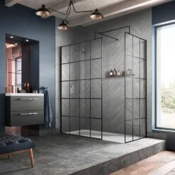 Hudson Reed Black Frame Wetroom Shower Screen & Support Bar 1200x1950x8mm WRSF12 -Household Goods Shop hudson reed black frame wetroom shower screen support bar 1200x1950x8mm wrsf12 p33110 162332 image
