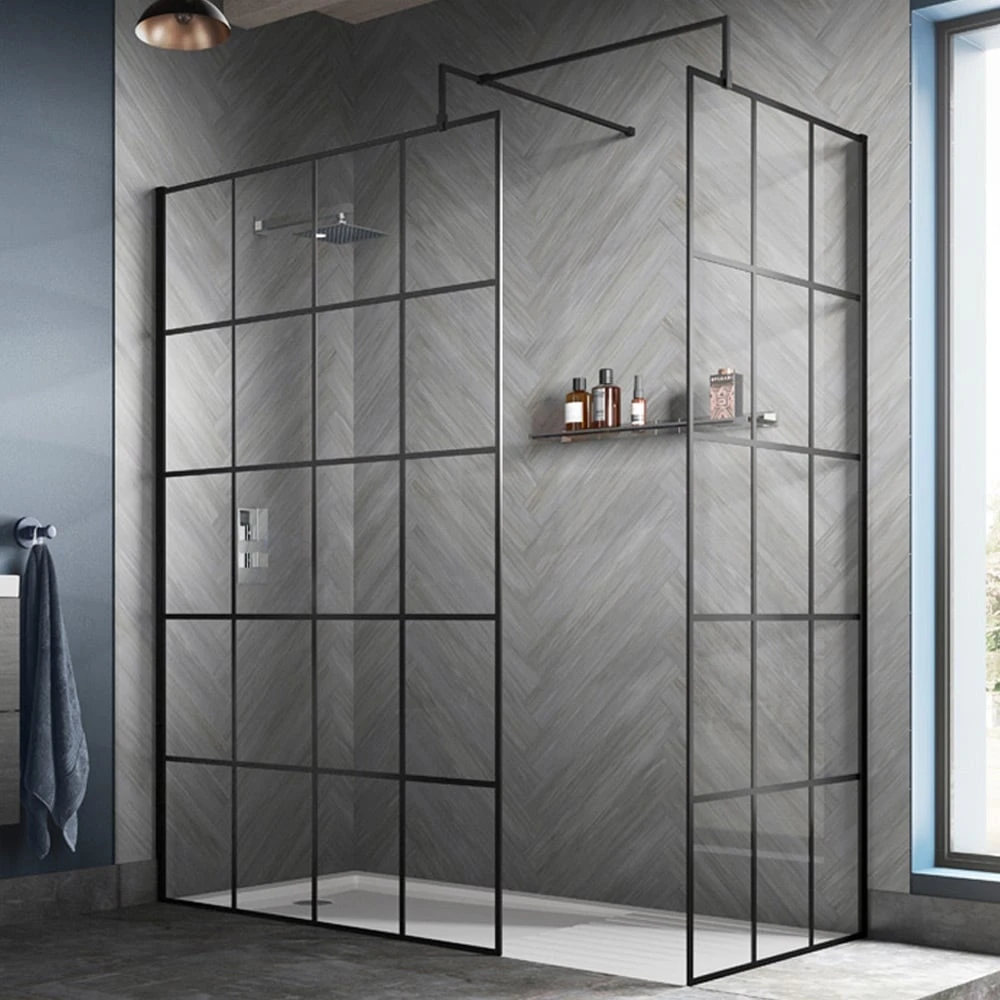 Hudson Reed Black Frame Wetroom Shower Screen & Support Bar 800x1950x8mm WRSF080 1 Hudson Reed Black Frame Wetroom Shower Screen & Support Bar 800x1950x8mm WRSF080