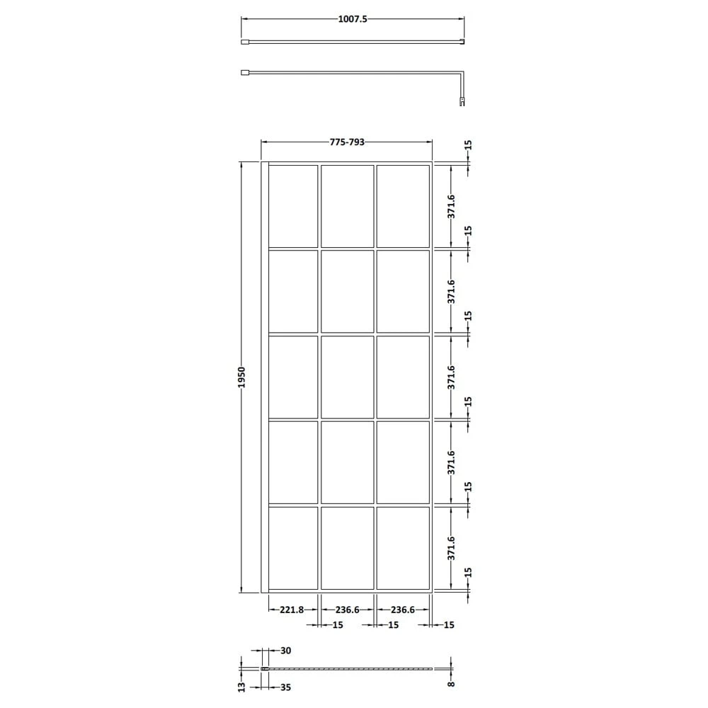 Hudson Reed Black Frame Wetroom Shower Screen & Support Bar 800x1950x8mm WRSF080 5 Hudson Reed Black Frame Wetroom Shower Screen & Support Bar 800x1950x8mm WRSF080 - Image 5