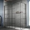 Hudson Reed Black Frame Wetroom Shower Screen & Support Bar 900x1950x8mm WRSF090