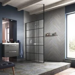 Hudson Reed Black Wetroom Shower Screen Ceiling Post - WRSF006