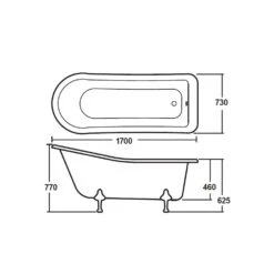 Hudson Reed Brockley 1700mm Single Ended Freestanding Bath & Pride Leg Set 11 Hudson Reed Brockley 1700mm Single Ended Freestanding Bath & Pride Leg Set -Household Goods Shop hudson reed brockley 1700mm single ended freestanding bath pride leg set p30186 146867 image