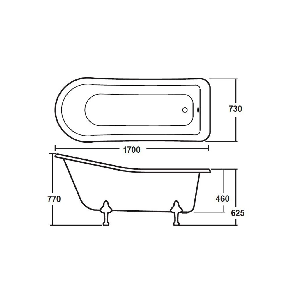 Hudson Reed Brockley 1700mm Single Ended Freestanding Bath & Pride Leg Set 6 Hudson Reed Brockley 1700mm Single Ended Freestanding Bath & Pride Leg Set - Image 6