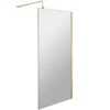 Hudson Reed Brushed Brass Wetroom Shower Screen With Brass Support Bar 800mm WRSBB80
