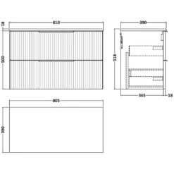 Hudson Reed Fluted Satin White 800mm Wall Hung 2-Drawer Vanity Unit & Worktop 5 Hudson Reed Fluted Satin White 800mm Wall Hung 2-Drawer Vanity Unit & Worktop -Household Goods Shop hudson reed fluted satin white 800mm wall hung 2 drawer vanity unit worktop p60890 264664 image