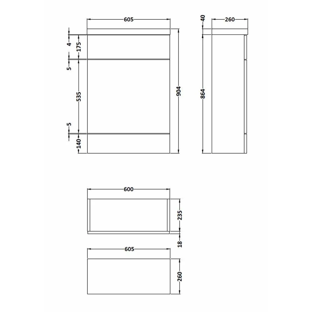 Hudson Reed Fusion Charcoal Black 600mm Back To Wall Toilet Unit & Top CBI619 2 Hudson Reed Fusion Charcoal Black 600mm Back To Wall Toilet Unit & Top CBI619 - Image 2