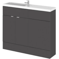 Hudson Reed Fusion Gloss Grey 1000mm Compact Combination WC & Vanity Unit With Basin - CBI942