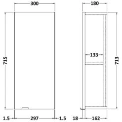 Hudson Reed Fusion Gloss Grey 300mm Side Storage Wall Unit - OFF951 -Household Goods Shop hudson reed fusion gloss grey 300mm side storage wall unit off951 p29984 203304 image