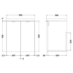 Hudson Reed Fusion Gloss Grey 500mm Wall Hung 2-Door Vanity Unit With Basin - CBI940 -Household Goods Shop hudson reed fusion gloss grey 500mm wall hung 2 door vanity unit with basin cbi940 p36066 175645 image