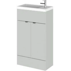 Hudson Reed Fusion Gloss Grey Mist 500mm Compact Vanity Unit & Basin - CBI422