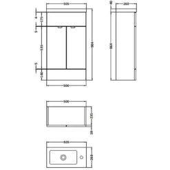 Hudson Reed Fusion Gloss Grey Mist 500mm Compact Vanity Unit & Basin - CBI422 -Household Goods Shop hudson reed fusion gloss grey mist 500mm compact vanity unit basin cbi422 p36027 175566 image