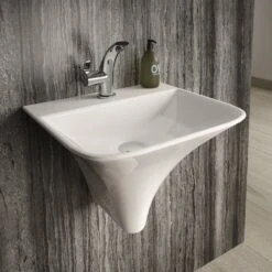 Hudson Reed Grace 460x415 1th White Wall Hung Basin - NCT102 -Household Goods Shop hudson reed grace 460x415 1th white wall hung basin nct102 p30778 161127 image