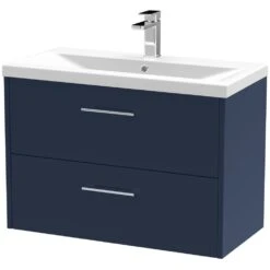 Hudson Reed Juno Electric Blue 800mm Wall Hung 2-Drawer Vanity Unit & Basin 1
