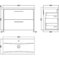 Hudson Reed Juno Electric Blue 800mm Wall Hung 2-Drawer Vanity Unit & Basin 1 -Household Goods Shop hudson reed juno electric blue 800mm wall hung 2 drawer vanity unit basin 1 p60630 263843 image