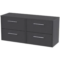 Hudson Reed Juno Graphite Grey 1200mm Wall Hung 4-Drawer Vanity Unit & Worktop