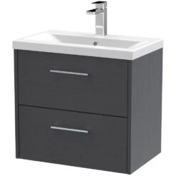 Hudson Reed Juno Graphite Grey 600mm Wall Hung 2-Drawer Vanity Unit & Basin 1