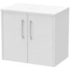 Hudson Reed Juno White Ash 600mm Wall Hung 2-Door Vanity Unit & Worktop