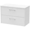 Hudson Reed Juno White Ash 800mm Wall Hung 2-Drawer Vanity Unit & Worktop
