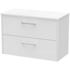Hudson Reed Juno White Ash 800mm Wall Hung 2-Drawer Vanity Unit & Worktop