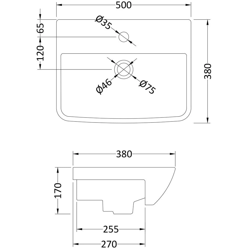 Hudson Reed Lynx 500x380 1th White Semi Recessed Basin - SRB005 2 Hudson Reed Lynx 500x380 1th White Semi Recessed Basin - SRB005 - Image 2