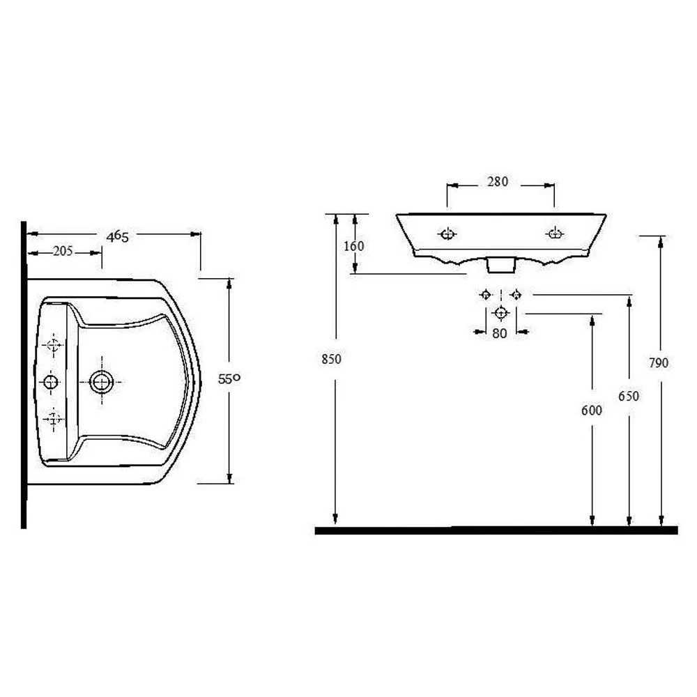 Hudson Reed Maya 550x465 1th White Basin & Full Pedestal 7 Hudson Reed Maya 550x465 1th White Basin & Full Pedestal - Image 7