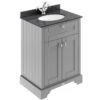 Hudson Reed Old London Storm Grey 600mm Black Marble & 1TH Basin Vanity LOF221