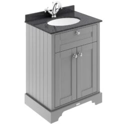 Hudson Reed Old London Storm Grey 600mm Black Marble & 1TH Basin Vanity LOF221