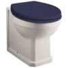 Hudson Reed Richmond 480mm Height Back To Wall Toilet Pan & Twilight Blue Seat
