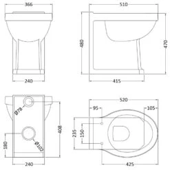 Hudson Reed Richmond 480mm Height Back To Wall Toilet Pan & Twilight Blue Seat -Household Goods Shop hudson reed richmond 480mm height back to wall toilet pan twilight blue seat p33277 202545 image