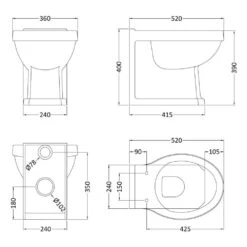 Hudson Reed Richmond White Back To Wall Toilet Pan - NCS806 5 Hudson Reed Richmond White Back To Wall Toilet Pan - NCS806 -Household Goods Shop hudson reed richmond white back to wall toilet pan ncs806 p46926 221628 image