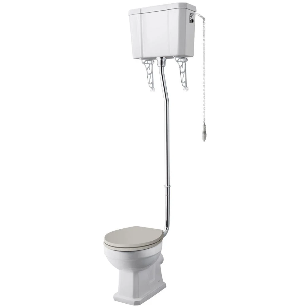 Hudson Reed Richmond White High Level Cistern, Pan, Flush Pipe Kit Without Seat 1 Hudson Reed Richmond White High Level Cistern, Pan, Flush Pipe Kit Without Seat