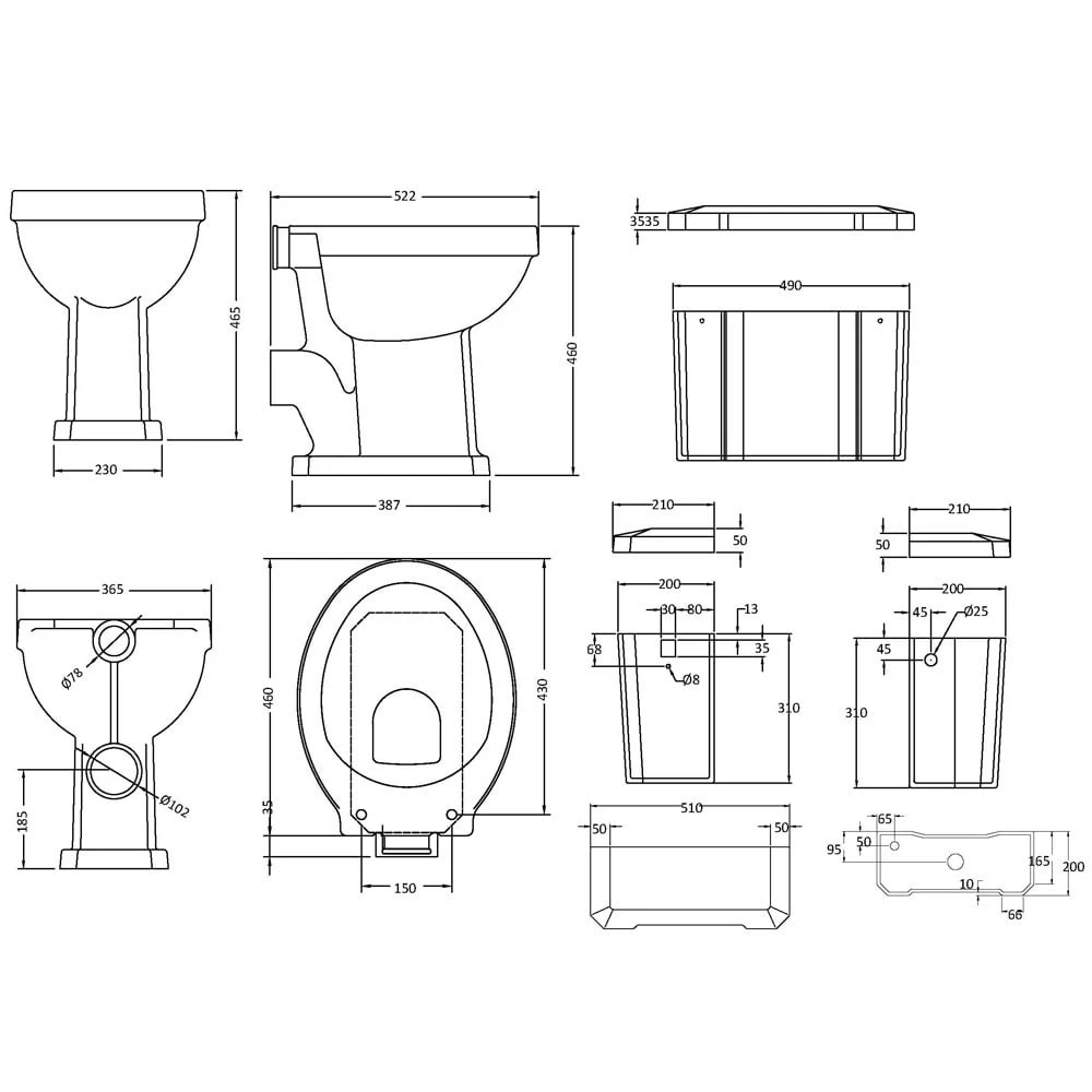 Hudson Reed Richmond White High Level Cistern, Pan, Flush Pipe Kit Without Seat 2 Hudson Reed Richmond White High Level Cistern, Pan, Flush Pipe Kit Without Seat - Image 2
