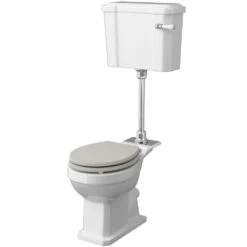 Hudson Reed Richmond White Mid Level Cistern, Pan, Flush Pipe Kit Without Seat
