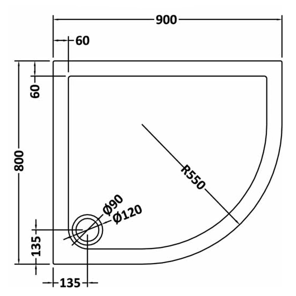 Hudson Reed Slate Grey Offset Quadrant Shower Tray RH 900x800mm TR71104 2 Hudson Reed Slate Grey Offset Quadrant Shower Tray RH 900x800mm TR71104 - Image 2