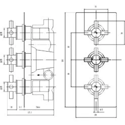 Hudson Reed Tec Crosshead Thermostatic Shower Valve, Fixed Head & Body Jets -Household Goods Shop hudson reed tec crosshead thermostatic shower valve fixed head body jets p30641 148568 image
